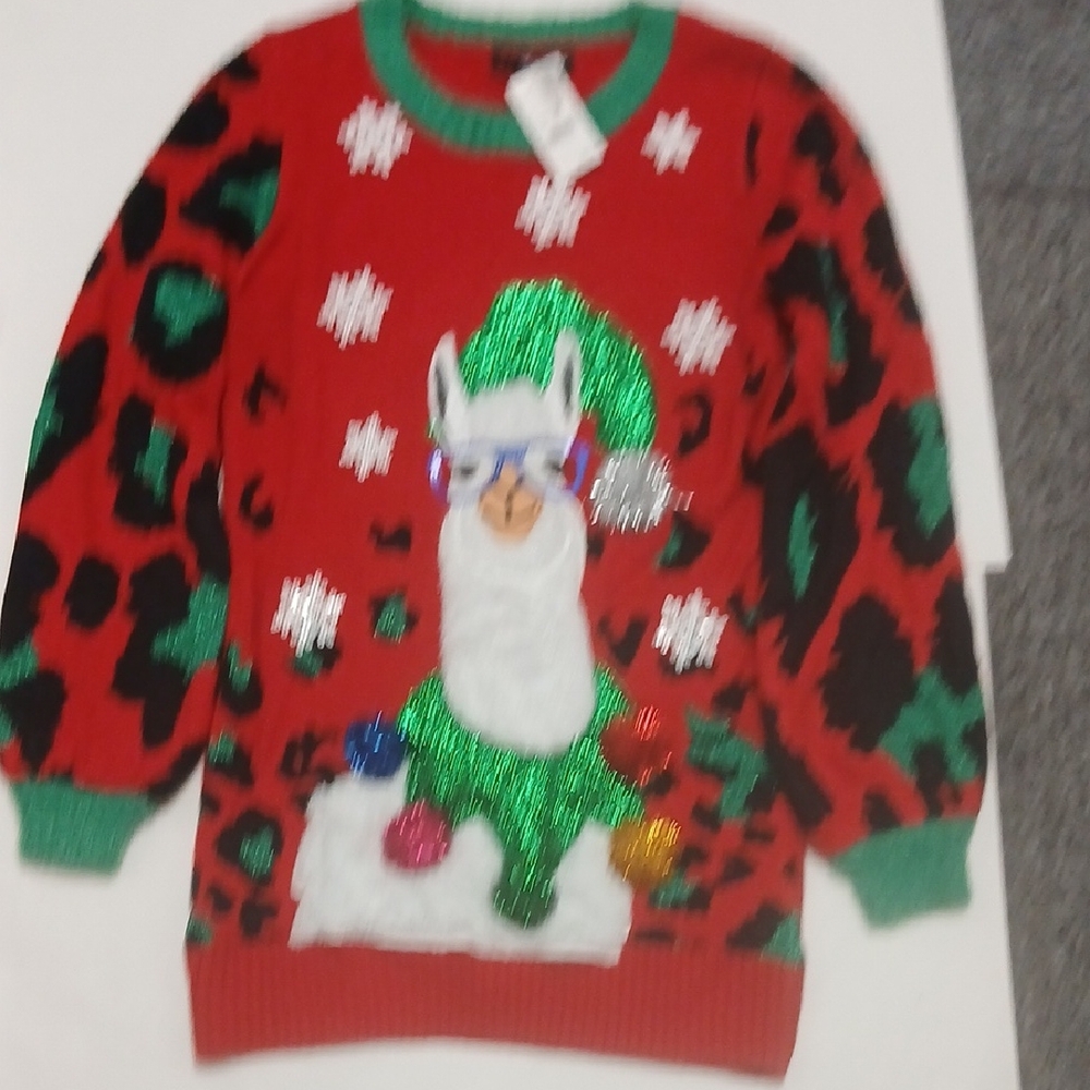 Festive Llama Sweater - Red and Green